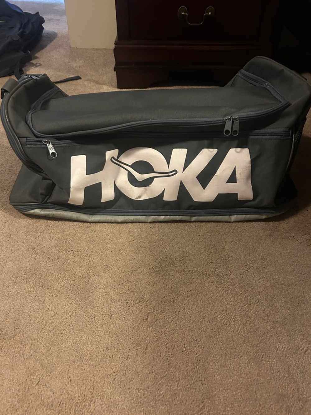 Hoka Gray Men's Duffel Bag with White Logo